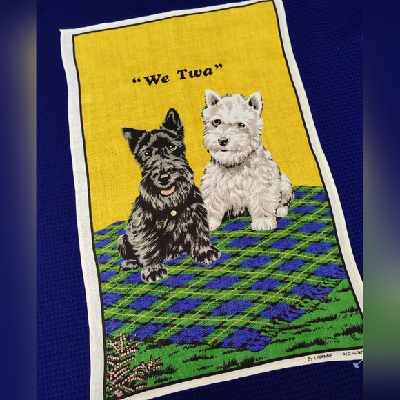 Vintage Scottish tea towel "Scottish Terriers. We Twa". Company: LINANNE. - Picture 4 of 7